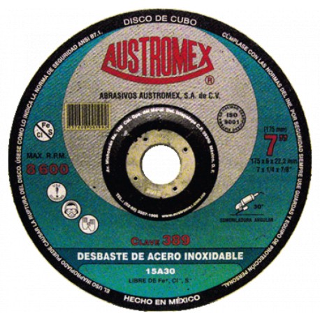 DISCO DESBASTE INOX. 7"X1/4"X7/8" C-389 AUSTROM - Envío Gratuito
