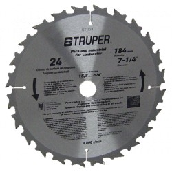 DISCO CARBURO TUNGSTENO 71/4"-24 DTS.ST-724 TRUPER - Envío Gratuito