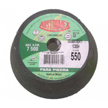 PIEDRA COPA P/MARMOL SHELLAC 5" X 2" X9/16" C-5 - Envío Gratuito